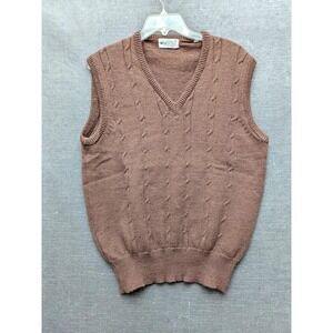 Vintage Kmart Sweater Vest Brown Cable Knit Sleeveless Sweater Dad Grandpa XL 46